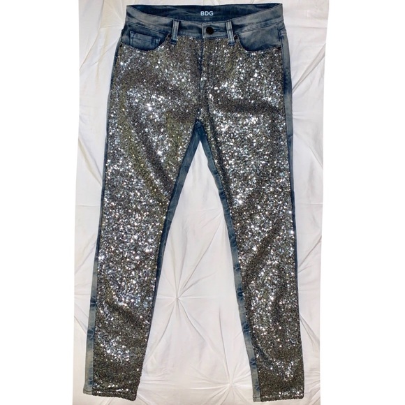 sequin front jeans